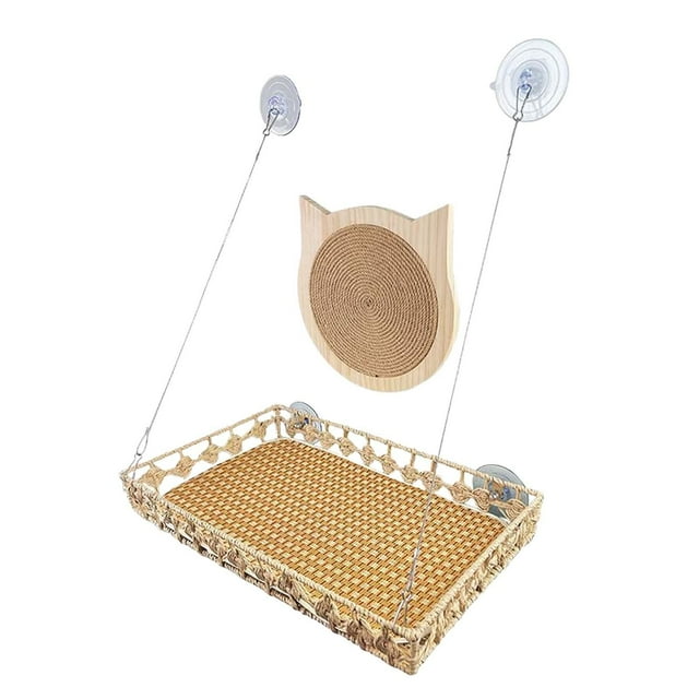 Hamaca con ventana para gatos, Percha con ventana para gatos, Asiento reclinable con ventana, Cama con ventana para gatos, Suministros para mascotas con Mat Scratcher