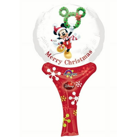 Anagram Mickey Mouse Merry Christmas 12 Inches Foil Balloon, Red Green White