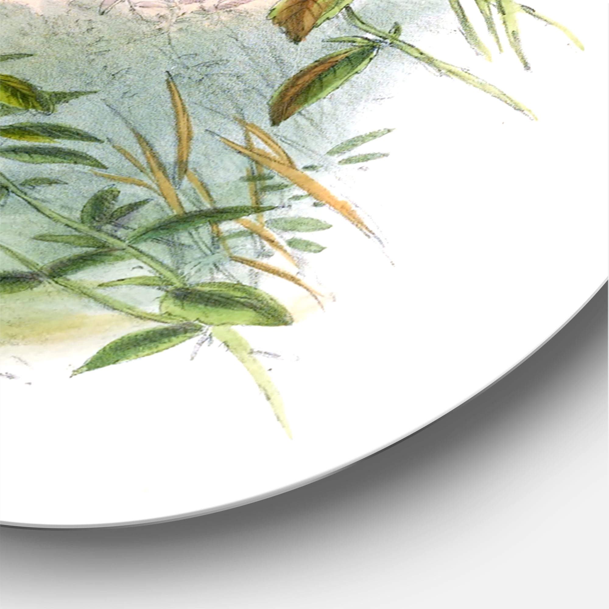Designart 'Ancient Hummingbird II' Traditional Circle Metal Wall Art 11x11 - Disc of 11