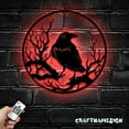 thumbnail image 3 of Craftnamesign Raven Metal Wall Art with LED Light, Crow Moon Sign Home Decor, Raven lover gifts, 3 of 5