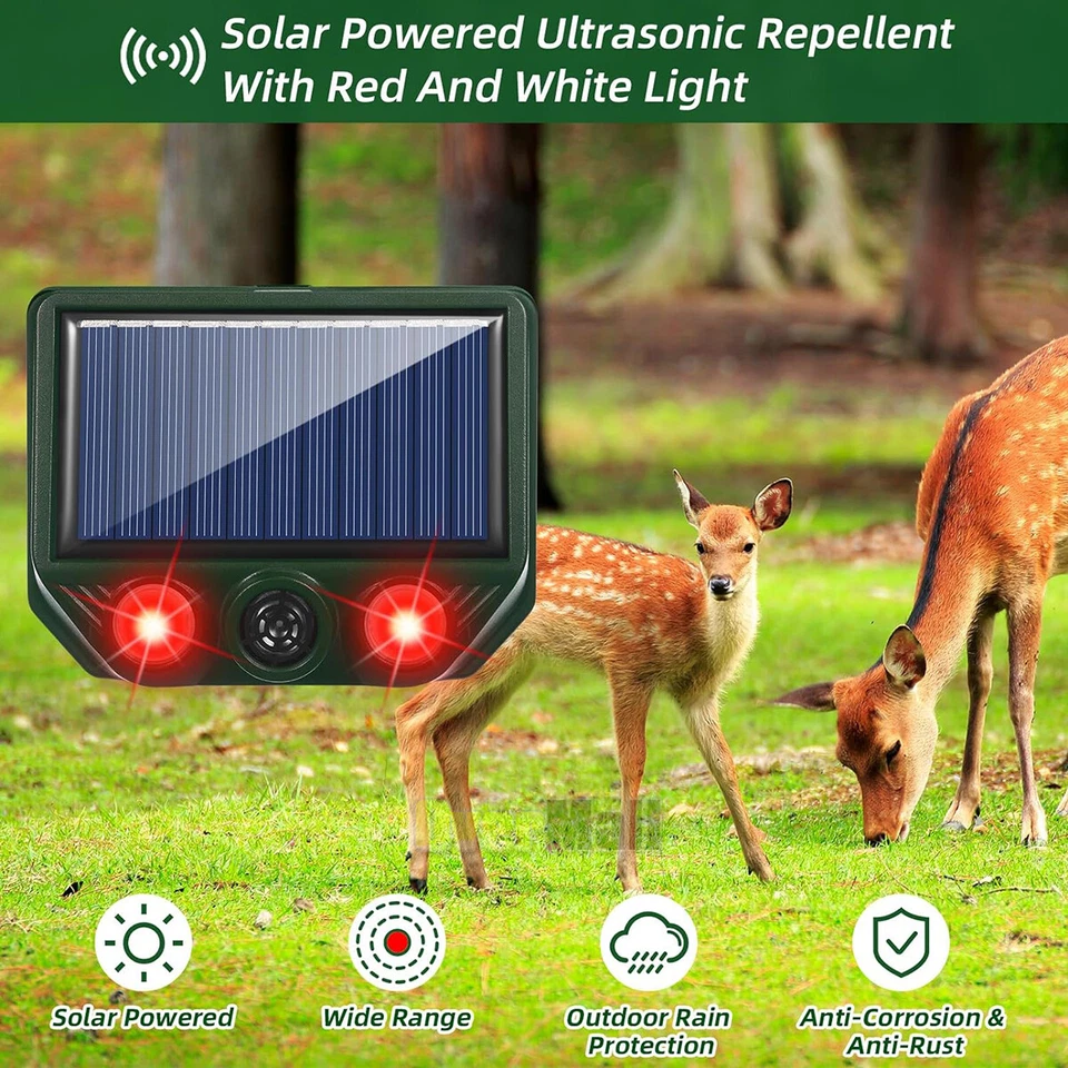 CIRCLE- Ultrasonic Sound Pest Repellent Control Solar Wild Animal Repeller Rat Deterrent