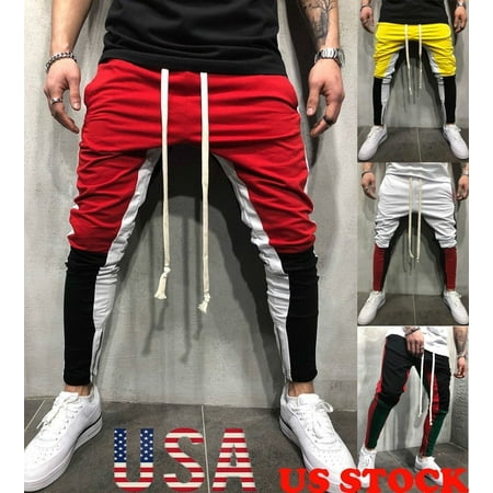 Details about Men Gym Slim Fit Trousers Tracksuit Bottoms Skinny Joggers Sweat Track Zip