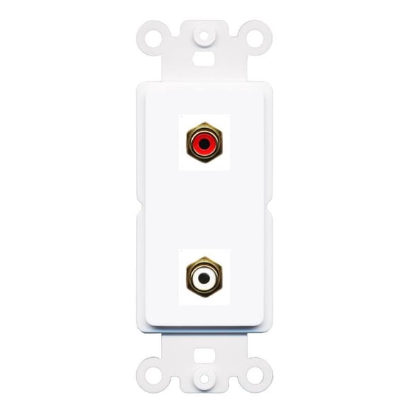 RiteAV 2 Port RCA (Red-White) Wall Plate - Rocker [White]