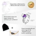 thumbnail image 7 of Uloveido Ladies White Gold Plated Round Lab Created Purple Amethyst Ring February Birthstone Rings for Mom Silver Color Crystal Wedding Promise Anniversary Ring for Women Girls (Purple, Size 9) Y006, 7 of 7