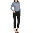 thumbnail image 2 of INSPIRE CHIC Camiseta de rayas de mujer de manga larga, casual, ajustada, de cuello alto, para primavera, otoño, fiesta de Navidad 2026 S Azul Blanco, 2 of 7