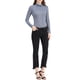 thumbnail image 2 of INSPIRAR CHIC Blusa de Mujer Ajustada Cuello Alto con Pliegues Frontal de Manga Larga Top de Punto S Azul Blanco, 2 of 7