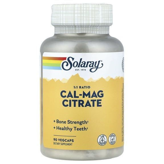 Cal-Mag Citrate 1:1 By Solaray - 90  Vegetable Caps