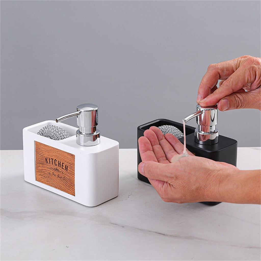 YIEMEEN Kitchen Soap Dispenser with Sponge Holder, Refillable Dish Soap Dispenser for Kitchen Sink Bathroom Hand Soap Dispenser