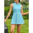 thumbnail image 3 of Charmo Zipper Tennis Dress for Womens Polo Workout Golf Dress Pleated Dress with Shorts and Pockets, 3 of 6