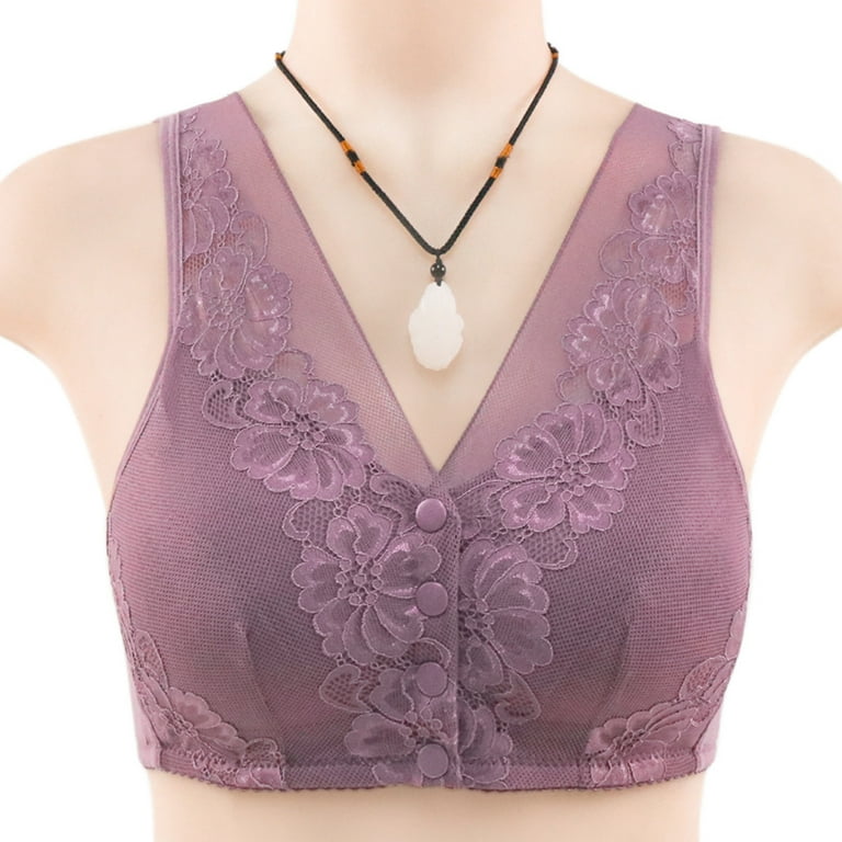 Zuwimk Bras For Women,Women's Signature Lace Unlined Underwire Bra  Purple,40 