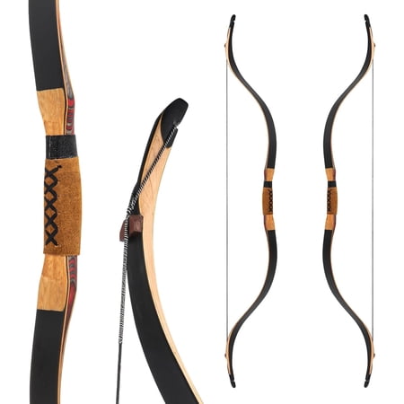 Deerseeker Archery 52 Recurve Bow Traditional Handmade Longbow Ambidextrous Horsebow Set for Adults & Youth Practice Target Shooting 20-80lbs$$Other
