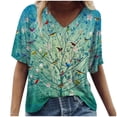thumbnail image 2 of SMihono Hauts pour Femmes Été Décontracté Mode Féminine T-shirt Imprimé Manches Courtes Blouse Col Rond Hauts Décontractés T-shirt Oversize pour Femmes 2023, 2 of 4