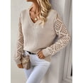 thumbnail image 3 of Suéteres casuales de moda 2024, tops para mujer, suéter de punto con cuello en V sólido, jersey de punto de otoño, 3 of 5
