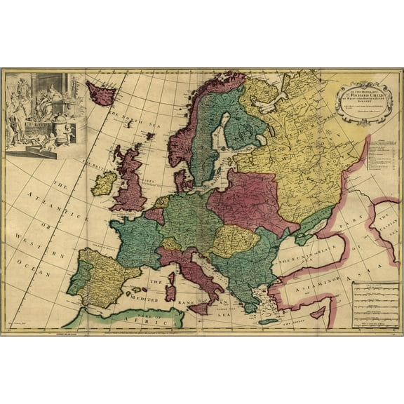 24"x36" Gallery Poster, map of europe 1740