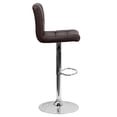 thumbnail image 3 of Contemporary Brown Quilted Vinyl Adjustable Height Barstool with Chrome Base, 3 of 9