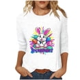 thumbnail image 1 of Camisetas de Pascua para las Mujeres Impresión de la Moda Suelta Casual Cuello Redondo Tres Cuartos de Manga Suéter, 1 of 5