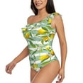 thumbnail image 3 of Picia Lemon Pattern Women's One Piece Swimsuits,One Shoulder Swimwear Asymmetric ,Ruffle Monokinis Bathing Suits,High Waisted Flattering Bathing Suits-Medium, 3 of 8