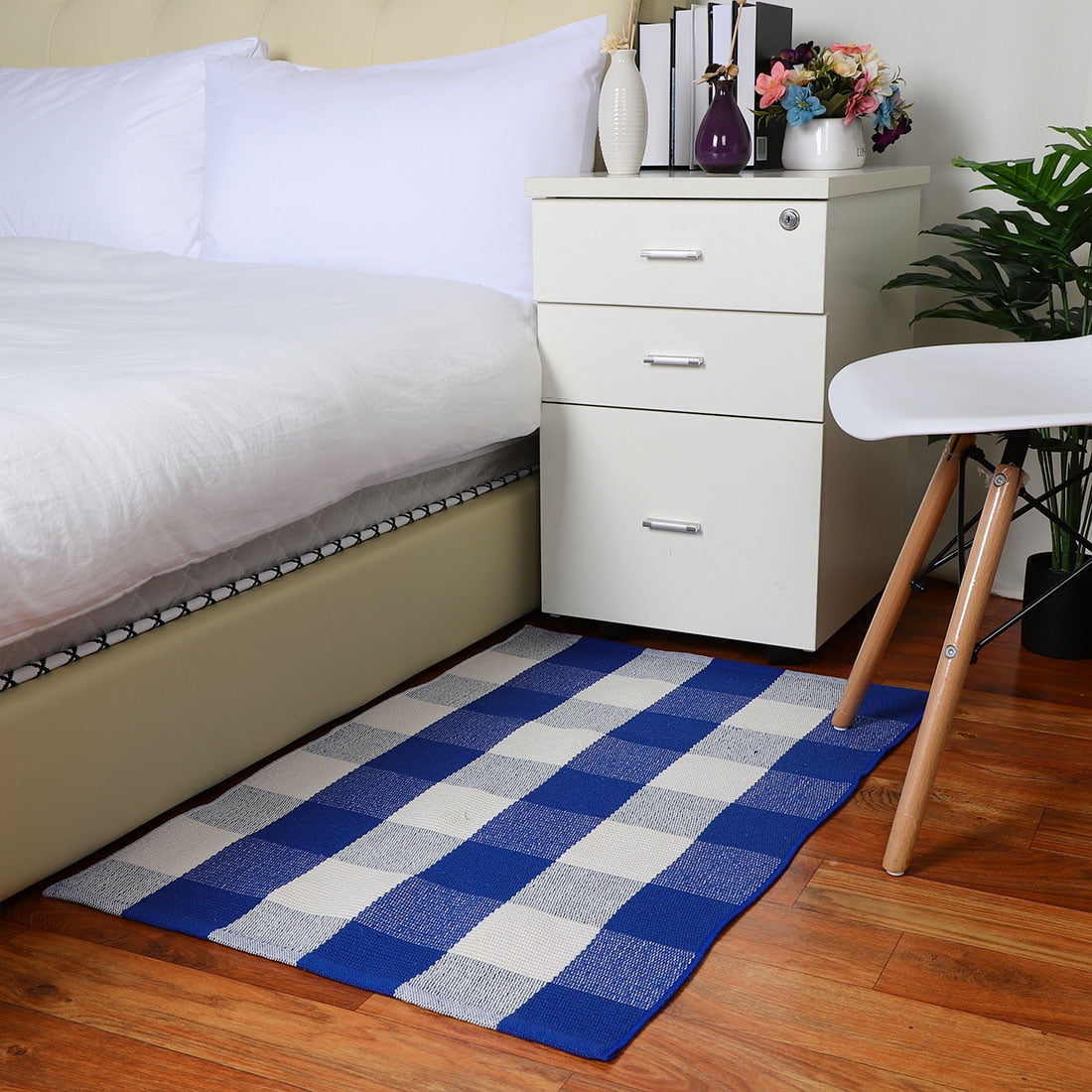 Cotton Checkered Plaid Area Floor Runner Doormat Rugs ...