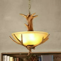 Rustic Frosted Glass Bowl Shade Antler Pendant Light Application Living Room,Bedroom,Dining Room,Kitchen