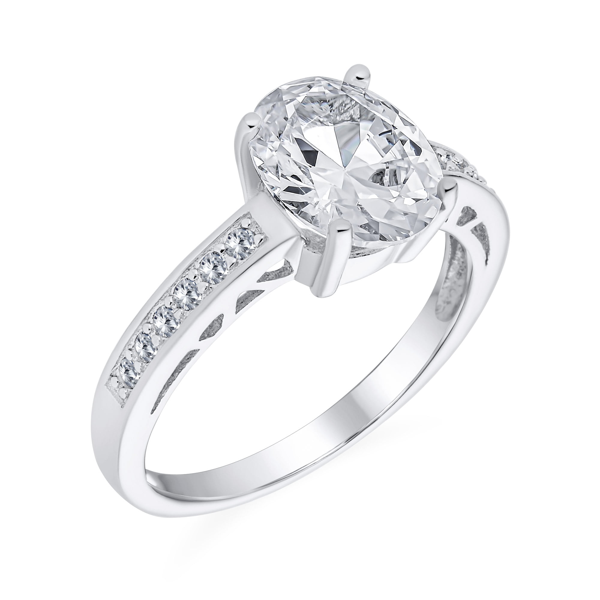 Classic Round Cut 3-Pieces Wedding Set in Sterling Silver, 8 / White Gold/White Stone / 925 Sterling Silver