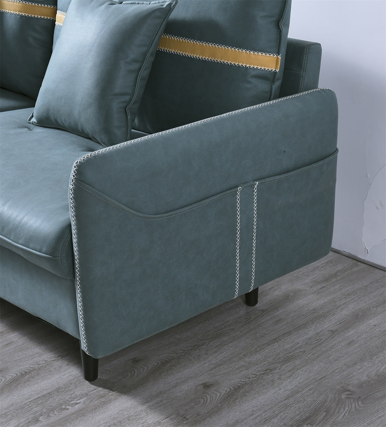 Resenkos 3-Seat Sofa Couch, Tufted Love Seat with 2 Pillows, Blue Resenkos 3-Seat Sofa Couch, Tufted Love Seat with 2 Pillows, Blue