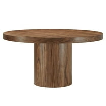 60 Inch Dining Table, Walnut, Wood, Round, Kitchen Cafe Bistro Hospitality Restaurant, Modern Contemporary HB33534