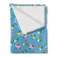 thumbnail image 2 of Gator Soft Flannel Fleece Throw Blanket, Cartoon Baby Crocodiles Pattern in Egg with Ribbon and Teat, Cozy Plush for Indoor and Outdoor Use, 50" x 70", Deep Sky Blue Pink, by Ambesonne, 2 of 5