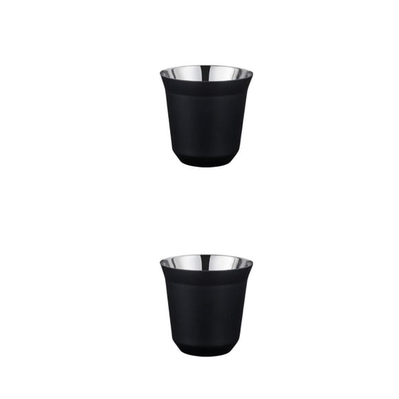 Billuyoard Tazas de café con aislamiento, botella de seguridad de doble pared, antiescaldado, 80ML, té, leche, taza aislante para beber, Negro 2piezas