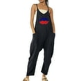 thumbnail image 2 of Dyegold Jumpsuits for Women Casual, Jumpsuits for Women Summer Casual Wide Leg Playsuit Overalls Loose Red Lip Graphic V-Neck Sleeveless Rompers Pants, 2 of 5