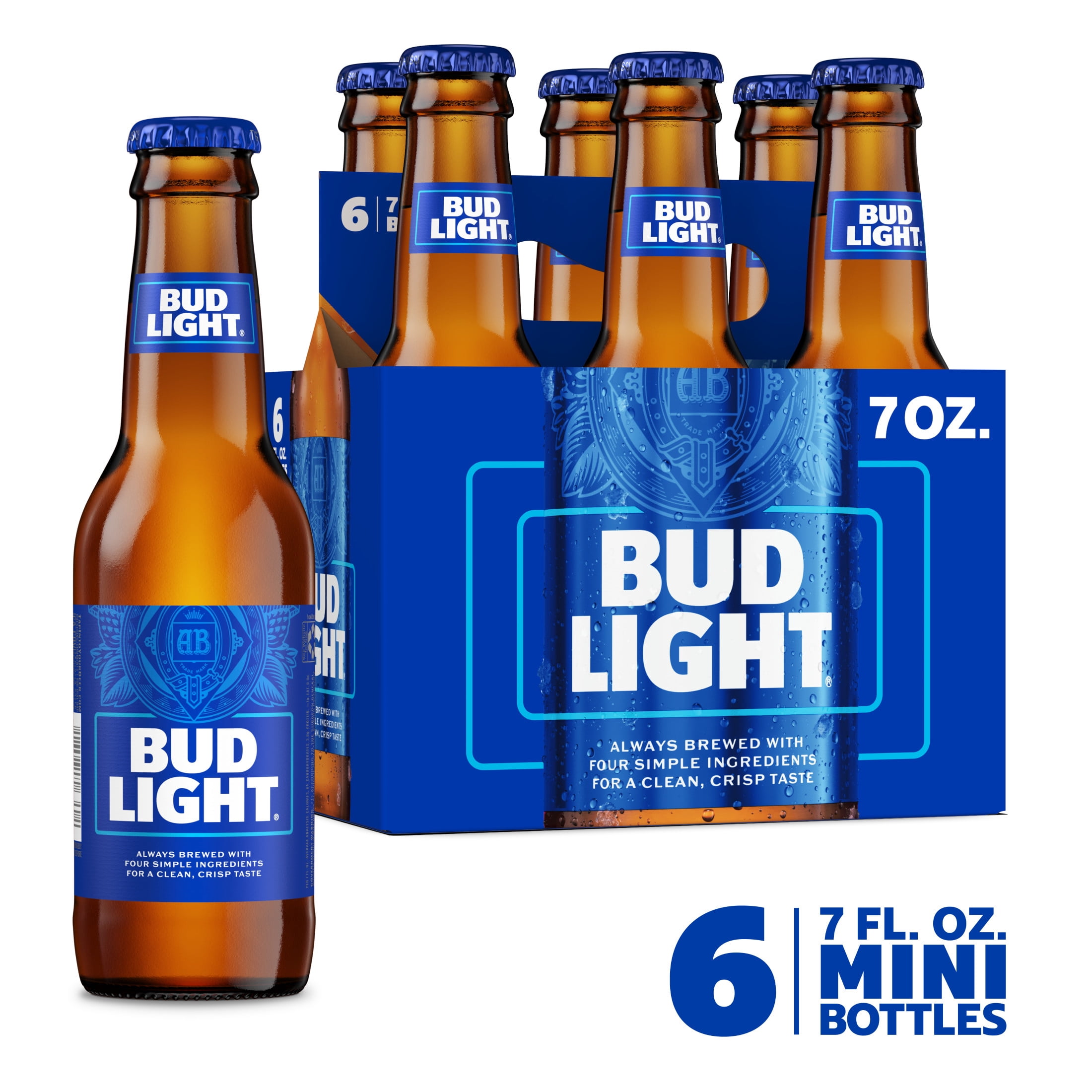 Bud Light American Light Lager Beer 6 Pack 7 fl oz Glass Bottles 4.2% ABV