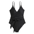 thumbnail image 2 of Aloohaidyvio No Boundaries Swimsuits Plus Size,Womens Sexy Backless Solid V-neck Chest Waist Lace-up One-piece Bikini Without Steel Support Swimsuit, 2 of 6