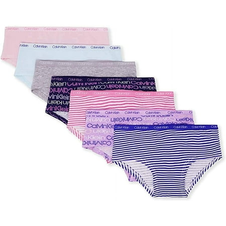 Calvin Klein Girls  Kids Modern Cotton Hipster Panties Value Pack Medium Grey  Pink  Nude  Lilac  Blue  Purple - 7 Pack