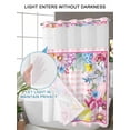 thumbnail image 6 of No Hook Shower Curtain with Snap-in Liner, Easter Waterproof Fabric Bathroom Curtains, Watercolor Eggs Floral Leaves Botanical Pink Plaid Bath Curtains & Mesh Top Window Stand Up Stall 36"x72", 6 of 9