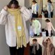 thumbnail image 2 of Fleece Plush Scarf With Pocket Octopus Scarf Neck Warmer Casual Scarf With Tassels For Women Solid Color Scarf Yellow, 2 of 4