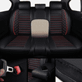 thumbnail image 4 of HUONA Leather Car Seat Cover Set Front and Rear 5-Seater Vehicle Seat Protectors with Neck Pillow and Lumbar Pillow Full Set for Kia Sportage 1995-2024, Forte 2010-2023, and More Black-Red, 4 of 6