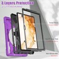 thumbnail image 5 of XYX Case for Samsung Galaxy Tab S7 FE 12.4 inch SM-T730/SM-T733/SM-T736B with 360 Degree Rotating, Hand Strap, Shoulder Strap, Purple, 5 of 7