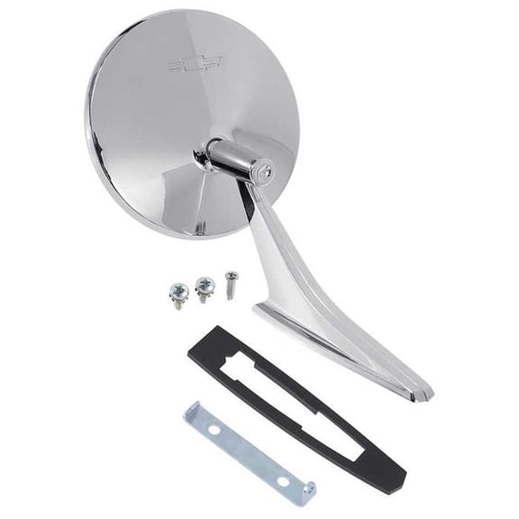 OER CM3006 1966-72 Outer Door Mirror w/Bow Tie Logo/Ribbed Base
