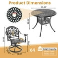 thumbnail image 5 of Hzzkey 5-Piece Round Cast Aluminum Patio Set with Swivel Chairs,Brown Cushions,and Umbrella Hole, 5 of 10