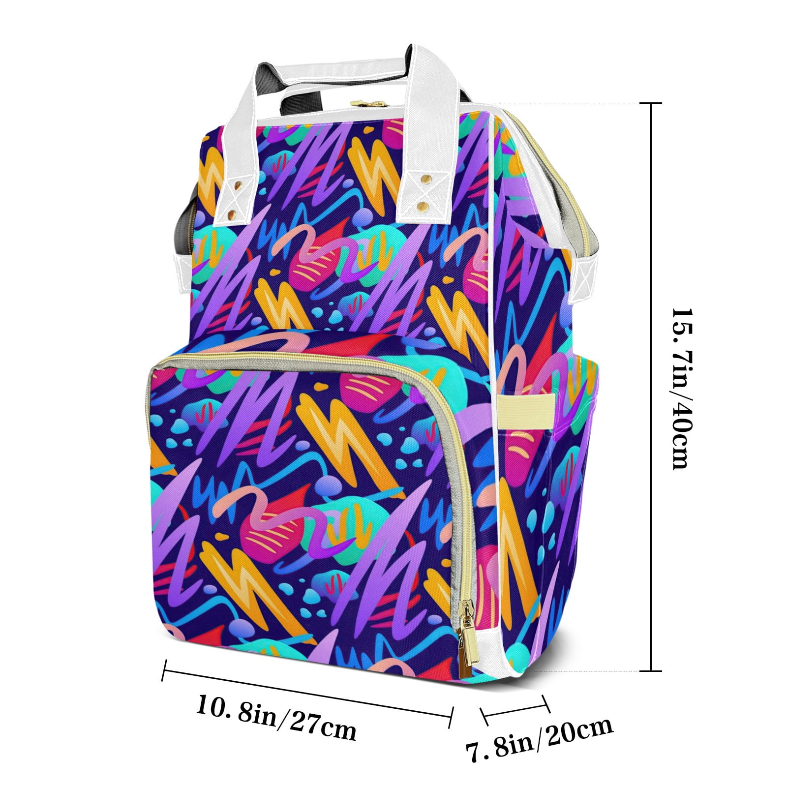 Abstract Geometric Pattern Diaper Bag Backpack – Large Capacity, Insulated Baby Bottle Pocket, Multifunctional Mommy Bag for Boys & Girls