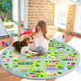 thumbnail image 4 of Yesfashion Carpets Area Rugs Washable 4'*4' Round Road and Traffic Rug Non Slip Kids Playmat City Map Educational Rug Bedroom Kids Boys Room,Gray Gray Street 4*4ft circle, 4 of 7