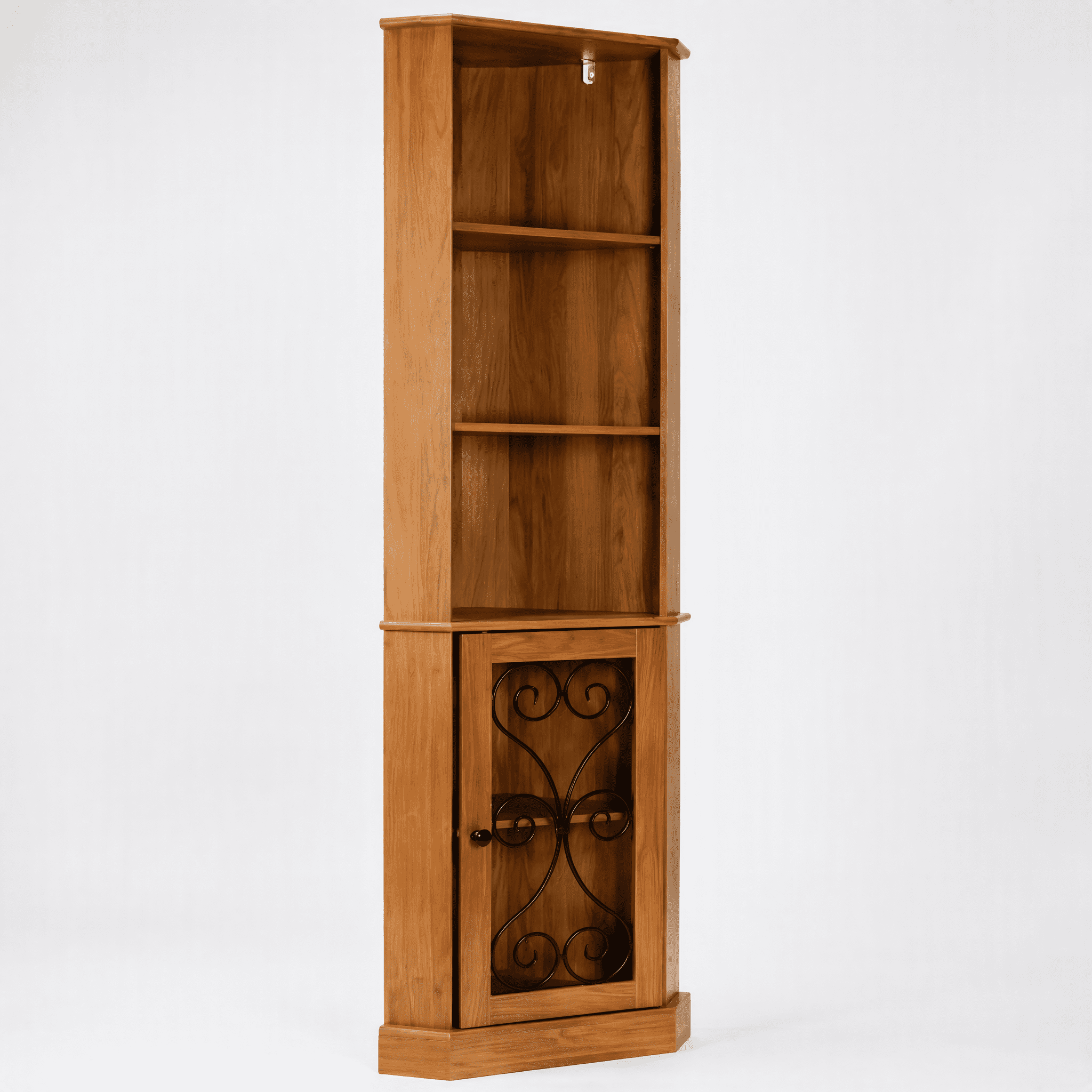 Corner Liquor Cabinet 3-Tier Display Storage with Door for Living Room Dining Room Bar