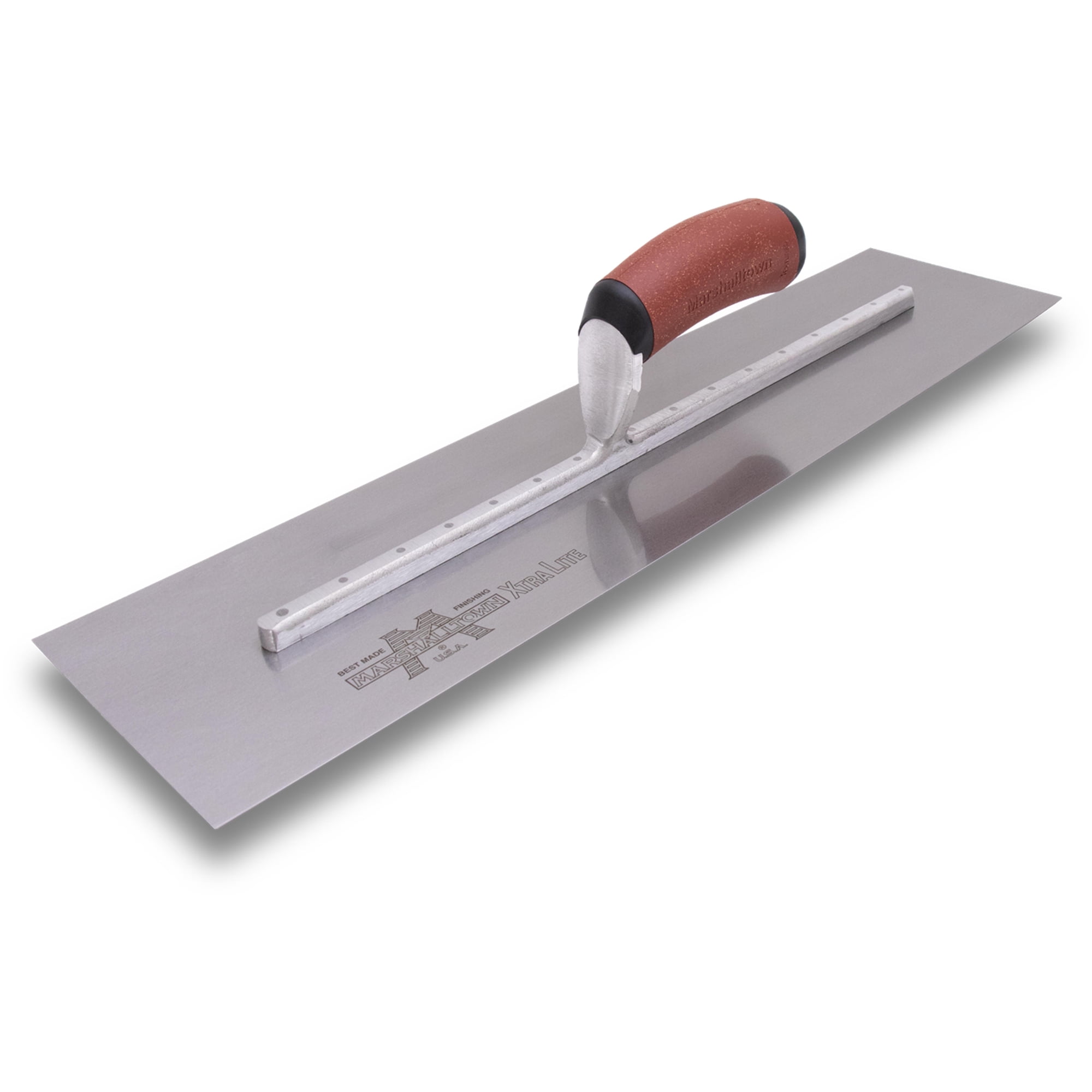 MARSHALLTOWN MXS77DC 18 x 4 1/2 inch High Carbon Steel Finishing Trowel Curved DuraCork Handle for Masonry Concrete Brick Laying
