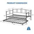 thumbnail image 3 of ChaoLink Twin Metal Daybed with Trundle, Pullout Trundle Bed Frame with Arched Headboard, Guest Sofa Bed with Steel Slat Support, No Box Spring Required, Easy Assemblyblack, 3 of 8