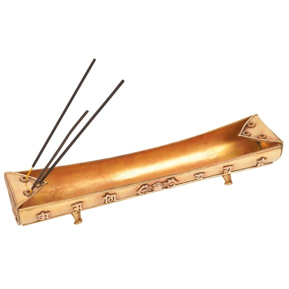 IBA Indianbeautifulart BrassIncenseHolder for Sticks- Handmade TibetanIncenseBurnerHolder- 100%PureBrass- Effective Ash Catcher- Great Gift for Any Occasion
