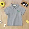 thumbnail image 2 of Baby Boy Summer Clothes Little Boys Summer Lapel Cartoon Animal Print Short Sleeved Casual Outdoor T Shirt Grey 2 Years-3 Years, 2 of 3