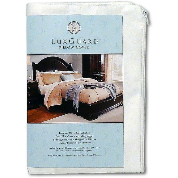 Standard Size LuxGuard Sleep Safe ZipCover Pillow Encasement / Allergy Pillow Protector