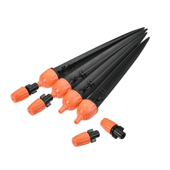 Uxcell Double Head Adjustable 360 Degree Drip Emitters Orange for 1/4" Irrigation Tube 4 Pack