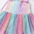 thumbnail image 6 of IBTOM CASTLE Baby Girls Tutu Dress Sleeveless Backless Princess Tulle Birthday Party Dresses Sequin Ruffle Summer Sundress 5-6 Years Rainbow Gradient, 6 of 8