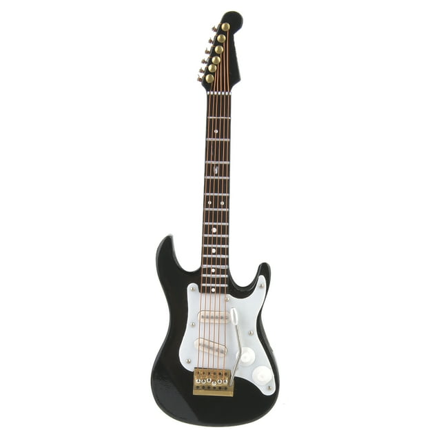 Modèle de Guitare en Bois, Délicate 14 cm Mini Guitare Miniature avec Support Instruments de Musique Miniatures Design Élevé