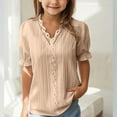 thumbnail image 2 of XXWXYD Girls Elegant Lace Blouse - Boho Summer Shirt with V-Neck & Puff Sleeve Design, Breathable Hollow Out Loose Fit Top for Special Occasions & Trendy Casual Wear, 2 of 9